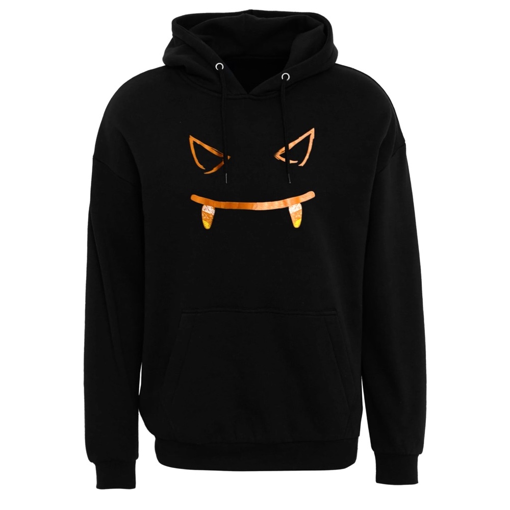 HALLOWEEN • Pumpkin Hoodie Sweatshirt Jack-O-Lantern Black Candy Corn